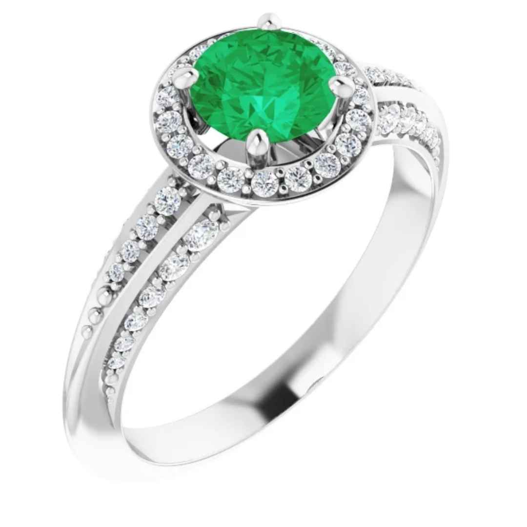 KENDALL | Women's Halo Engagement Ring | Diamond | Emerald