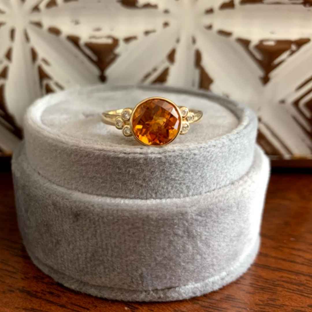 14K yellow gold citrine engagement ring