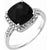 Onyx engagement ring with halo of diamonds and beads