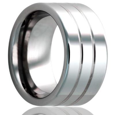 Tungsten Wedding Ring Double Grooved