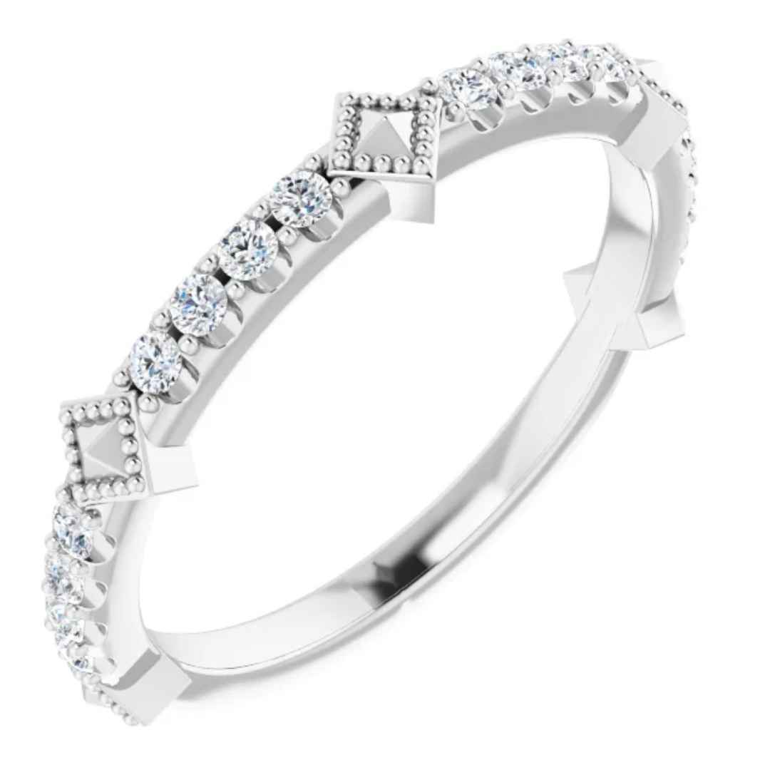 14k white gold diamond stacking ring