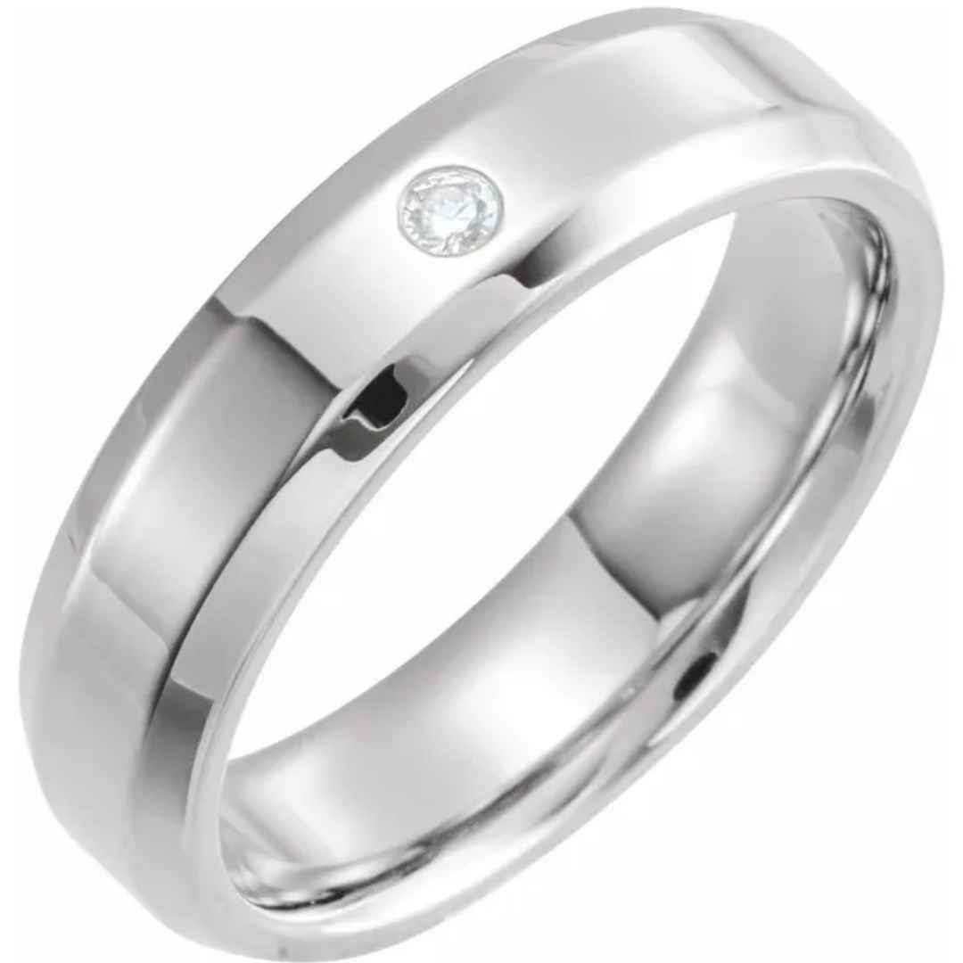 Men's 14K white gold diamond wedding ring