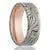 Men's 14K rose gold wedding ring with Damascus steel overlay
