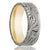 Men's 14K rose gold wedding ring with Damascus steel overlay