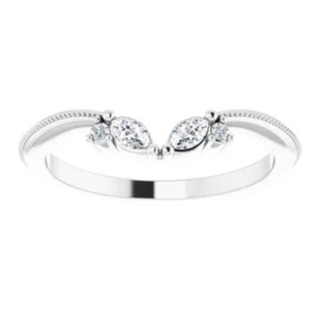 Women's 14K white gold diamond contour wedding ring