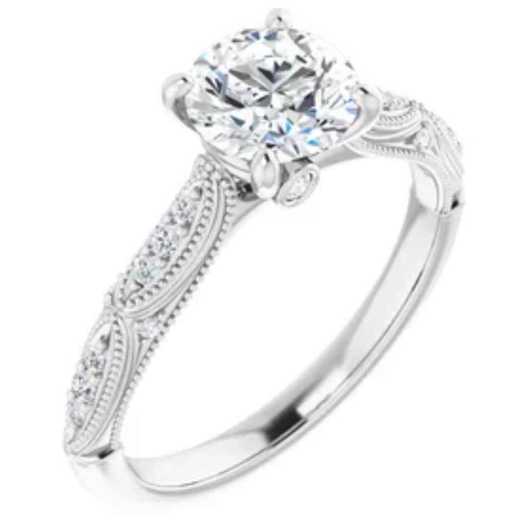 Women's 14K white gold diamond engagement ring