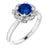 Women's 14k white gold lab created blue sapphire vintage inspired engagement ring