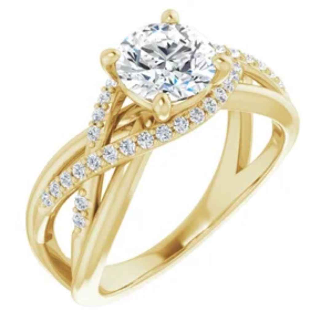 diamond wedding ring with twisted metal