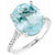 Women's 14K white gold blue topaz engagement with diamonds ring