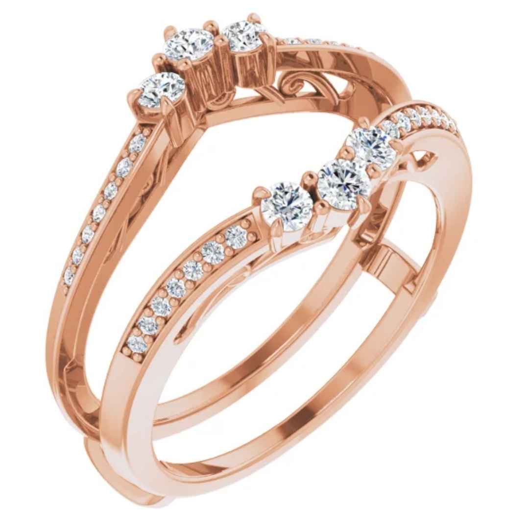 Diamond Curved Ring Enhancer In Rose Gold - Nesting Stack