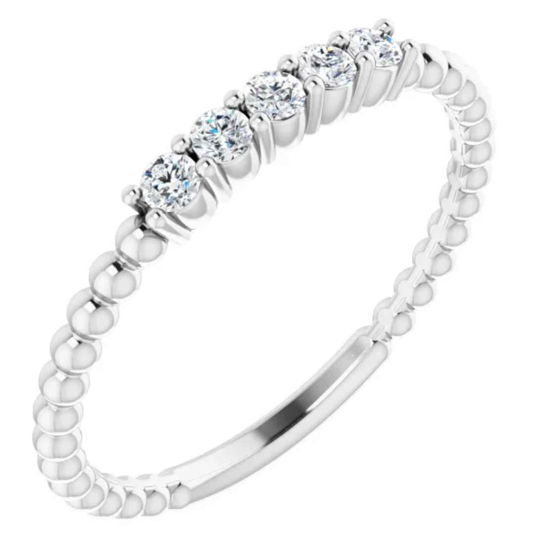 Women's 14K white gold diamond stackable wedding ring
