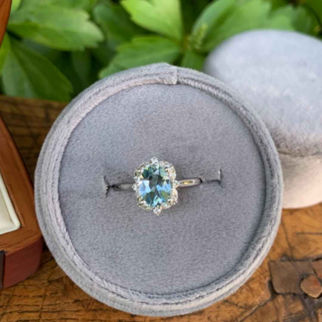 Women's 14K white gold aquamarine engagement ring