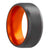 Men's zirconium wedding ring with orange inlay and beveled edges