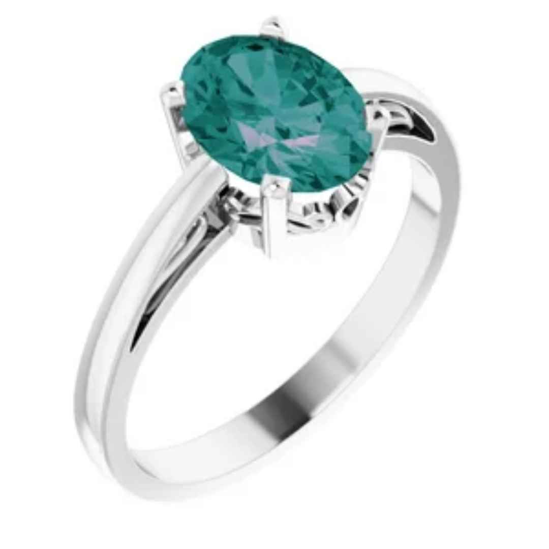 oval lab created alexandrite engagement ring