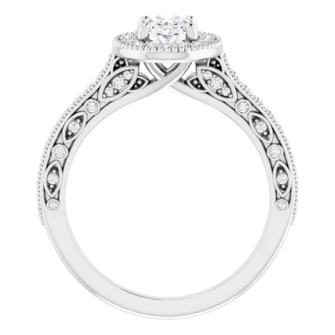 Women's 14k white gold diamond halo engagement ring