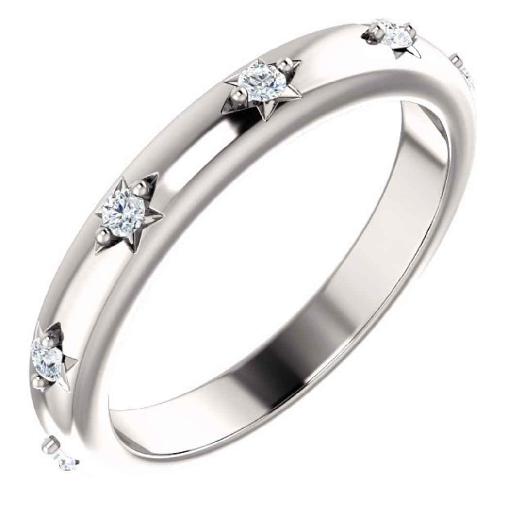 diamond wedding ring with star shapes