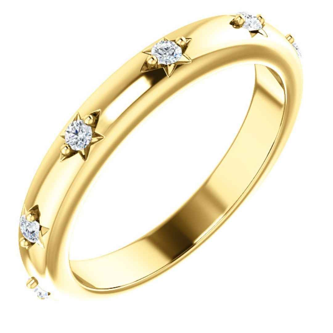 diamond wedding ring with star shapes