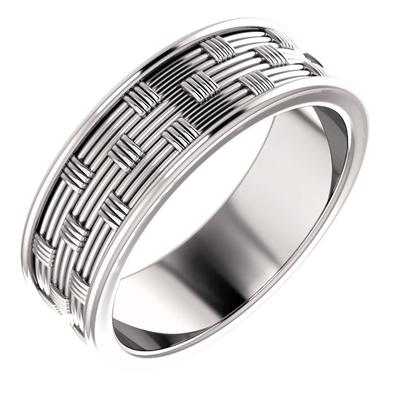 White Gold Wedding Ring Basket Weave Pattern