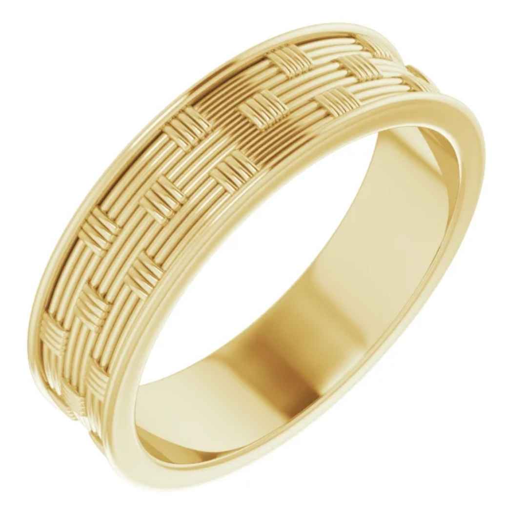 White Gold Wedding Ring Basket Weave Pattern
