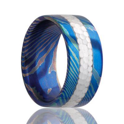 Unique Mokume Titanium Wedding Ring