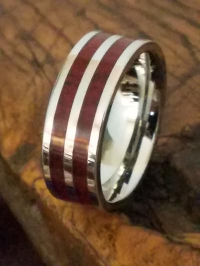 Men's Wedding Ring | Cobalt Band with Bloodwood Inlay