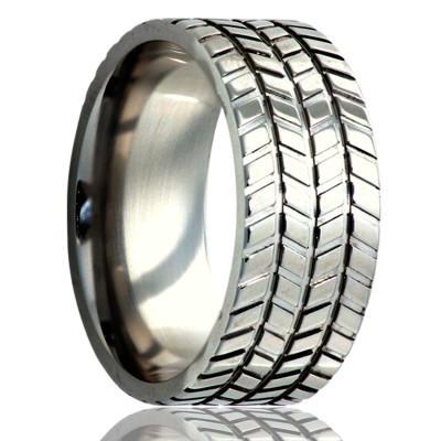 Men's Wedding Band Cobalt with Tire Tread Design