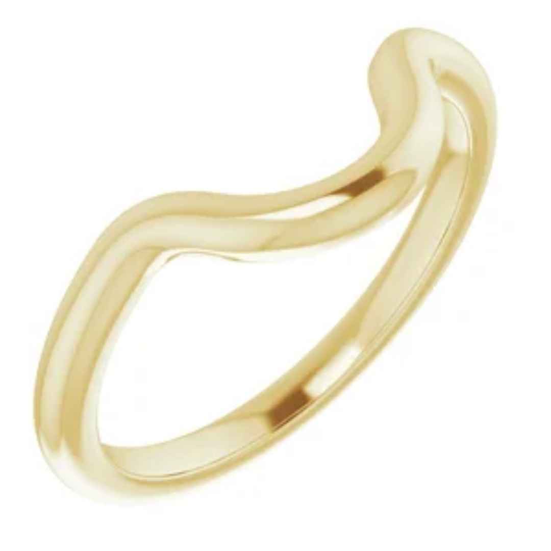 14K white gold contour wedding ring 