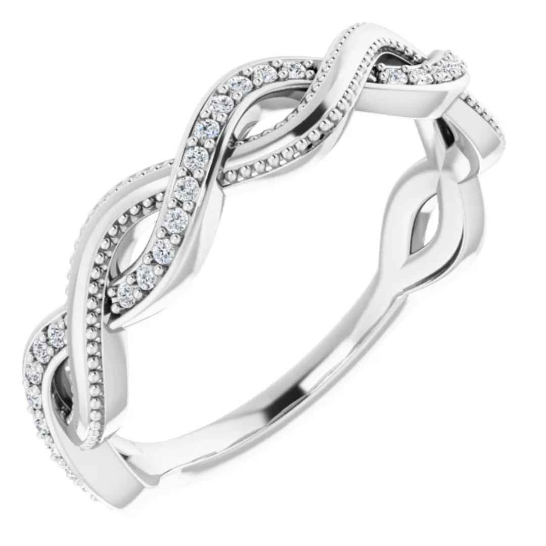 Women's 14k white gold diamond infinity ring