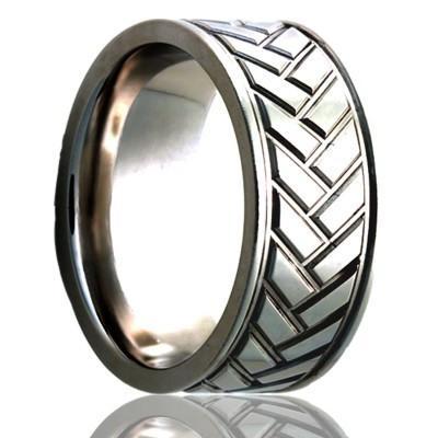 Men's Wedding Ring Titanium Tire Tread Design