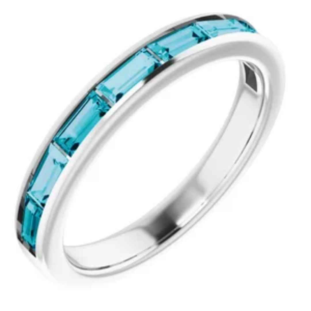 Women's 14k white gold london blue topaz wedding ring