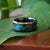 Black Ceramic Wedding Ring with Abalone Shell Inlay