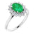 14k white gold halo engagement ring with oval emerald