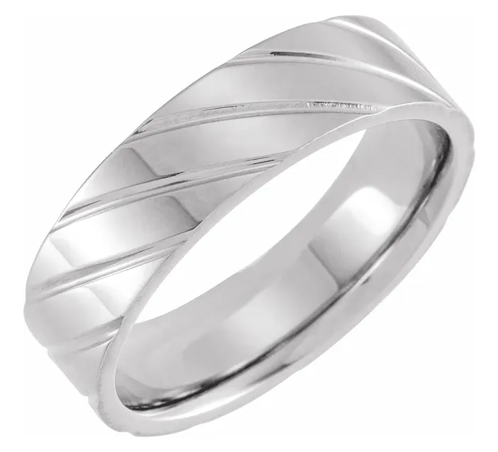 Men's White 14k Gold Wedding Ring 